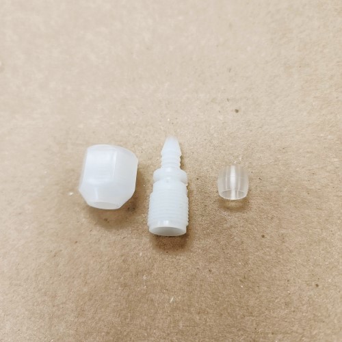 [CT-535-117] Peristaltic Pump Fitting, White, barbed, 1/4” ID, nut and  ferrule included