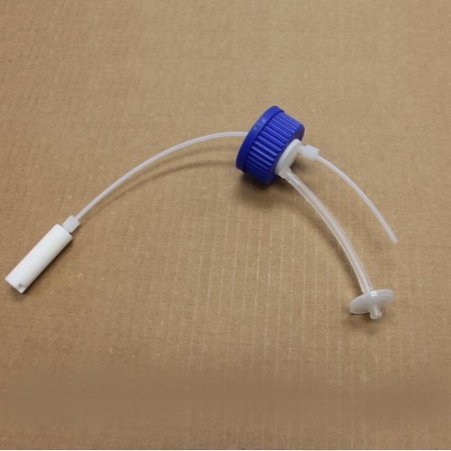 [CT-531-101] Acid Bottle Cap (GL45) Teflon body, PP collar, 2-port includes  air inlet filter, tube anchor and union